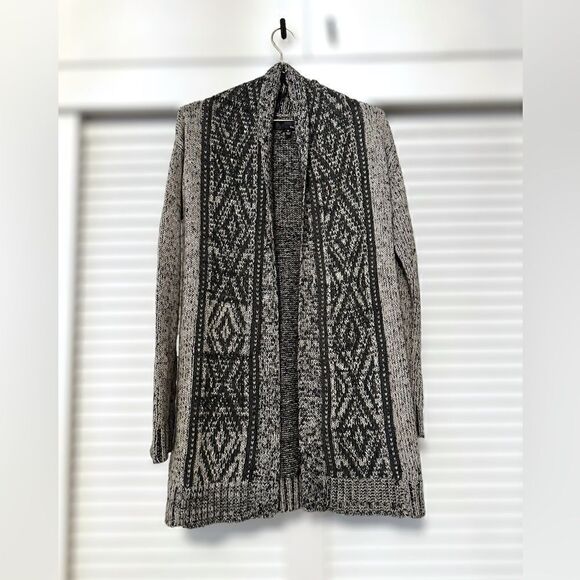 Anthropologie Kaisely Midi Chunky Wool Blend Open Cardigan Sweater Gray Size M - Picture 4 of 12